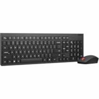 Clavier et souris Essential - Anglais (USA) Lenovo - USB Type A Sans fil RF 2,40 GHz Clavier - Anglais (USA) - Noir - USB Type A Sans fil RF Souris - Optique - 1600 dpi - Roulettes avec frein - Noir - Symétrique - AA, AAA