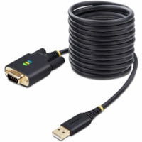 StarTech.com 10ft (3m) USB to Serial Adapter Cable, COM Retention, FTDI, DB9 RS232, Interchangeable DB9 Screws/Nuts, Windows/macOS/Linux - Add a DB9 RS-232 serial port to a desktop/laptop using a USB-A port; Interchangeable Screws/Nuts; DB9 screws pre-installed; DB9 Nuts included for device/cable co