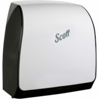 Distributeur de serviettes en papier Slimroll Scott - Dispenser Blanc Sans contact - hauteur de 13 po (330,20 mm) x largeur de 12,70 po (322,58 mm) x profondeur de 7,20 po (182,88 mm) - Plastique - Anti-bactérien, Rechargeable, Style Contemporaire, Hygiénique, Compacte, Slim, Ré