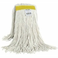 Globe Cot-Pro Cotton Narrow Band Wet Cut End Mop - 24 Oz / White - 7" Width x 19.50" Length - Narrow Headband, Cut Ends, Absorption - Cotton - White - 680.4 g - 1 Case