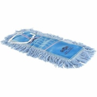 Globe Pro-Stat Blue Tie-On Dust Mop Head - 48"L X 5"W / Blue - 5" (127 mm) Width x 48" (1219.20 mm) Length - Looped Ends, Fray Resistant, Durable, Tangle Resistant, Lint Resistant - Yarn, Polyester - Blue - 2.10 lb (952.54 g) - 1 Each