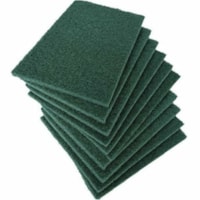 Globe Green Heavy Duty Scouring Pad - Heavy-Duty / Green / 10 Pack - 0.2" (5.1 mm) Height x 9" (228.6 mm) Width x 6" (152.4 mm) Length - 10/Pack - Green