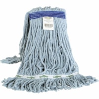 Globe Syn-Pro Synthetic Narrow Band Wet Blue Looped End Mop - 16 Oz / Blue - 7" Width x 16.75" Length - Narrow Headband, Looped Ends, Break Resistant, Fray Resistant, Tailband, Tangle Resistant, Chemical Resistant, Disinfectant - Synthetic Yarn - Blue - 453.6 g - 1 Each