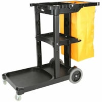 Globe Janitor's Cart - 46"L x 20"W x 37.75"H / Black / Standard - 4 Casters - 4" (101.60 mm), 8" (203.20 mm) Caster Size - 46" Length x 20" Width x 37.7" Height - Black