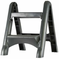 Globe Folding Step Stool - 2 Step - 2 Step - 19" (482.60 mm) x 19" (482.60 mm) x 23" (584.20 mm) - Gray