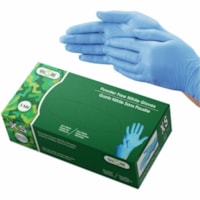 Gants d'examen - Jetable - Sans poudre Globe - épaisseur de gant 3 mil (0,08 mm) x longueur de gant 9,06 po (230 mm) - Petite Taille - Pour Main droite / gauche - Bleu ciel - Sans latex, Sans allergènes, Confortable, Résistants, Molded, Résistant aux produits chimiques, S