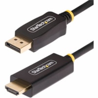 StarTech.com 9.8ft (3m) DisplayPort to HDMI Adapter Cable, 4K 60Hz with HDR, DP to HDMI 2.0b Cable, Active Video Converter - 9.8ft (3m) DisplayPort to HDMI Adapter Cable connects a DisplayPort-enabled desktop to an HDR-capable 4K 60Hz HDMI display; 4:4:4 8-bit chroma subsampling; Universal Cable req