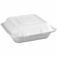 Boîte de stockage JP903 - Récipient pour aliments - Blanc Globe - Salle de repos, Alimentaire - Adapté au micro-ondes - Oven Safe - Blanc - Bagasse, Fibre de canne à sucre Corps - Carré - 200