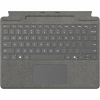 Microsoft Keyboard/Cover Case Microsoft Surface Pro 10, Surface Pro 8, Surface Pro 9, Surface Pro X Tablet - Platinum - Alcantara Exterior Material - 8.90" (226.06 mm) Height x 11.38" (289.05 mm) Width x 0.19" (4.83 mm) Depth