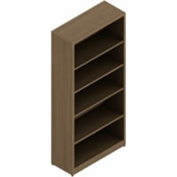 Offices To Go Newland | 65.6"H Bookcase - x 30" (762 mm) x 12" (304.80 mm) x 1" (25.40 mm) x 65.6" (1666.24 mm) Top - 4 Shelve(s) - 3 Adjustable Shelf(ves) - Absolute Acajou Table Top - Back Panel, Adjustable Shelf, Leveling Glide, Adjustable Glide