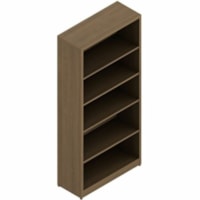 Offices To Go Newland | 65.6"H Bookcase - 30" (762 mm) x 12" (304.80 mm)65.6" (1666.24 mm), 1" (25.40 mm) Top - 4 Shelve(s) - 3 Adjustable Shelf(ves) - Noce Grigio Table Top - Back Panel, Adjustable Shelf, Leveling Glide, Adjustable Glide