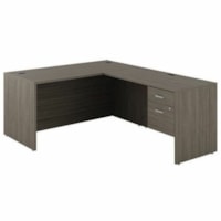 Global Newland "L" Shaped Desk - 60"W X 78"D - x 60" (1524 mm) x 78" (1981.20 mm) x 1" (25.40 mm), 0.1" (2 mm) x 29.6" (751.84 mm) Table Top, Edge - Absolute Acajou Table Top - Modular, Laminated - For Workstation, Office, Training, Meeting