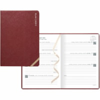 Letts Serene Weekly Planner Sewn bound 8-1/4" x 5-7/8" Multilingual Burgundy - January 2025 - December 2025 - 1 Each