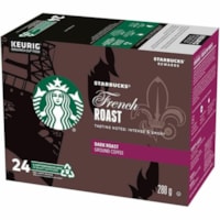 Starbucks K-Cup, Ground Single-Serve Coffee K-Cup Pods, French Roast, Box of 24 - Compatible with Keurig K-Cup Brewer - American - Dark - K-Cup, Ground - French Roast, Classic - 24 / Box