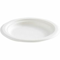 Nappe - Plaque - Blanc Eco Guardian - Salade, Alimentaire - Jetable - Adapté au micro-ondes - Oven Safe - Blanc - Fibre, Bagasse Corps - Rond - 50 / emballage