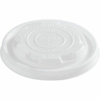 Eco Guardian 8 oz Opaque CPLA Lid for PLA Lined Paper Food Container - Round - Crystallized Polylactic Acid (CPLA) - White