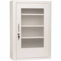 Safecross Storage Cabinet - Wall Mountable, Keyhole Slot, Key Lock, Locking Mechanism - White Enamel - Steel, Metal