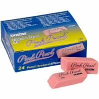 Dixon Pink Pearl Manual Eraser - Oblong - Natural Rubber - 24 - Beveled Edge, Latex-free, Soft, Smudge-free