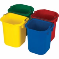 Seau Rubbermaid Commercial - 1,25 gal (4731,76473 mL) - Manche - Métal, Plastique - Bleu, Rouge, Jaune, Vert - 4 emballage