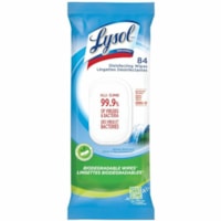 Lysol Disinfectant Wipe - For Home, Surface - Wipe - Spring Waterfall Scent - 8.50" (215.90 mm) Length x 4.80" (121.92 mm) Width - 84 - 1 Unit - Biodegradable, Strong, Antibacterial, Disinfectant - White