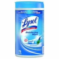 Lysol Disinfecting Wipes - For Multi Surface, Multipurpose - Ready-To-Use - Wipe - Spring Waterfall Scent - 8.50" (215.90 mm) Length x 4.25" (107.95 mm) Width - 75 / Can - 1 Unit - Anti-bacterial, Anti-static, Bleach-free, Pre-moistened, Disposable, Deodorize, Strong, Disinfectant, Kill Germs - Whit