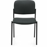 Offices To Go Minto | Armless Low Back Stacking Chair - Tubular Steel Frame - Low Back - Four-legged Base - Black - Fabric - Armrest