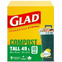 Glad Easy-Tie Trash Bag - 11.23 gal (42500 mL) Capacity - Tan - Polyester - Waste, Kitchen, Indoor - 12 / Pack