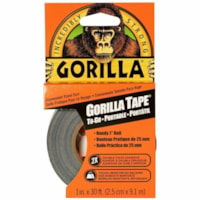 Gorilla Glue Black Tape - 10 yd (9.1 m) Length x 1" (25.4 mm) Width - Black - Moisture Resistant, Weather Resistant, UV Resistant, Temperature Resistant - For Project, Indoor, Outdoor, Wood, Stone, Stucco, Brick, Metal, Vinyl