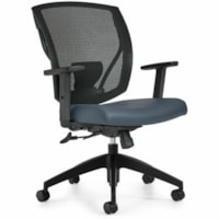 Offices To Go Ibex | Upholstered Seat & Mesh Back Tilter - Black Bonded Leather, Mesh Seat - Black Mesh Back - 5-star Base - Luxhide, Bonded Leather - Armrest