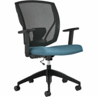 Offices To Go Ibex | Upholstered Seat & Mesh Back Task - Black Luxhide, Bonded Leather Seat - Black Back - 5-star Base - Black - Luxhide, Mesh, Fabric - Armrest