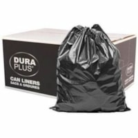 Dura Plus Trash Bag - 42" (1066.80 mm) Width x 48" (1219.20 mm) Length - Low Density - Black - Linear Low-Density Polyethylene (LLDPE), Poly - Garbage - 100 / Box