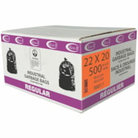 Sac poubelle Service régulier - Recyclé ECO II - 10 gal (37854,12 mL) Capacité - largeur de 20 po (508 mm) x longueur de 22 po (558,80 mm) - Noir - Ordures ménagères, Industriel, Bureau - Recyclé - 500 / Étui