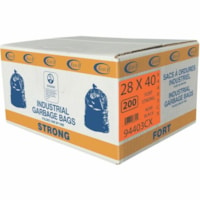 ECO II Trash Bag - 30 gal (113562.35 mL) Capacity - 28" (711.20 mm) - Black - Industrial, Garbage, Office - Recycled - 200 / Case