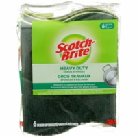 Scotch-Brite Heavy Duty Scrub Sponge - 4.4" (111.8 mm) Width x 4.5" (114.3 mm) Length x 0.6" (15.2 mm) Thickness - 8Pack - Fiber - Green, Yellow