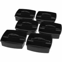 Storex Large Caddy, Black - 2 Compartment(s) - Handle, Dishwasher Safe, Impact Resistant, Wipeable, Washable - Black - Plastic - 1 Each