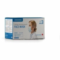 Canada Masq Safety Mask - Recommended for: Face - Adult Size - Non-woven Polypropylene - Blue - Disposable, Soft, Comfortable, Adjustable Nose Strip, Bacterial Filtration Efficiency (BFE), Latex-free, Pleated, Drawstring Ear Loop - 50 / Box