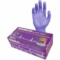 Gants d'examen Blurite Plus - Sans poudre RONCO - épaisseur de gant 4 mil (0.10 mm) x longueur de gant 9.06po (230 mm) - Petite Taille - Pour Main droite / gauche - Nitrile - Bleu foncé - Relief, Résistant aux produits chimiques, Sans latex - Pour Automobile, Dentaire, Éxaminati