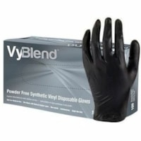 Gants polyvalents - Jetable - Sans poudre VyBlend - épaisseur de gant 4,50 mil (0,11 mm) x longueur de gant 9,05 po (229,87 mm) - Polyuréthane Revêtement - Moyenne Taille - Vinyle, Nitrile, Chlorure de polyvinyle (PVC). - Noir - Jetable, Résistants, Confortable, Non stéri