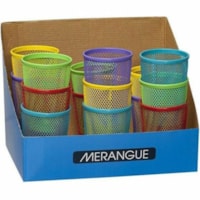 Merangue Mesh Pencil Cup, Assorted - 4.25" (107.95 mm) Height x 3" (76.20 mm) Width x 3" (76.20 mm) Depth - Metal - Assorted - 1