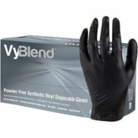 Gants polyvalents - Jetable - Sans poudre VyBlend - épaisseur de gant 4,50 mil (0,11 mm) x longueur de gant 9,05 po (229,87 mm) - Polyuréthane Revêtement - X-Large Taille - Vinyle, Nitrile, Chlorure de polyvinyle (PVC). - Noir - Jetable, Résistants, Confortable, Non stéri