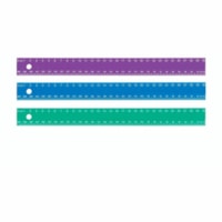 Règle Westcott - longueur de 12 po (304,80 mm) x largeur de 1 po (25,40 mm) - Métrique Système de mesure - Plastique - Pourpre, Bleu, Vert