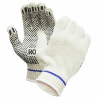 RONCO Vita Work Gloves - Polyvinyl Chloride (PVC) Coating - Small Size - Polyester Cotton - Natural - Grip Dots, Comfortable, Washable, Reusable, Knit Wrist, Snug Fit - For Automotive, Food Processing, Warehouse, Maintenance, Beverage Processing, Landscaping, Inventory, Fishing, Aquaculture, Cleanin