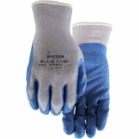 Watson Gloves Blue Chip Work Gloves - Rubber Coating - X-Large Size - Poly Cotton - Blue - Crinkle Grip, Puncture Resistant, Firm Wet Grip, Comfortable, Fatigue-free, Snug Fit, Ergonomic - For Material Handling, Roofing, Power Tool Handling, Landscaping, Yardwork, Field Work, Lumber Handling, Brick/