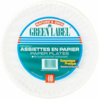 AJM Green Label Recyclable Paper Plates, White, 9" , 40/PK - Microwave Safe - 9" (228.60 mm) Diameter - White - Paper Body - 40 / Pack