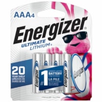 Energizer Ultimate Lithium Battery - AAA - 1.5 V - 20 Year Shelf Life - 4 / Pack