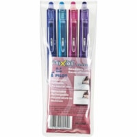 Crestar FriXion Ball Gel Pen - 0.7 mm (0.03") Fine Pen Point - Refillable - Retractable - Purple, Pink, Turquoise, Blue Ink - Thermosensitive Gel Ink - Blue, Turquoise, Pink, Purple Barrel - Stainless Steel, Carbide Tip - 4 / Pack