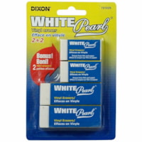 Dixon White Pearl Manual Eraser - White - Block - Vinyl - 4 / Pack - Non-toxic