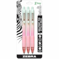 Zebra Z-Grip Smooth Retractable Ballpoint - 1 mm (0.04") Medium Pen Point - Retractable - Black Ink - Assorted Barrel - 3 / Pack