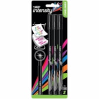 BIC Intensity Porous Point Pen - 0.4 mm (0.02") Fine Pen Point - Black Ink - Water Based - Black Barrel - Felt Tip - 3 / Pack