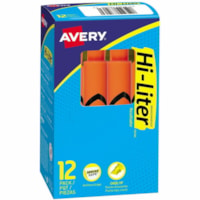 HI-LITER Highlighter - Chisel Pen Point - Fluorescent Orange Ink - Water Based - 12 / Pack